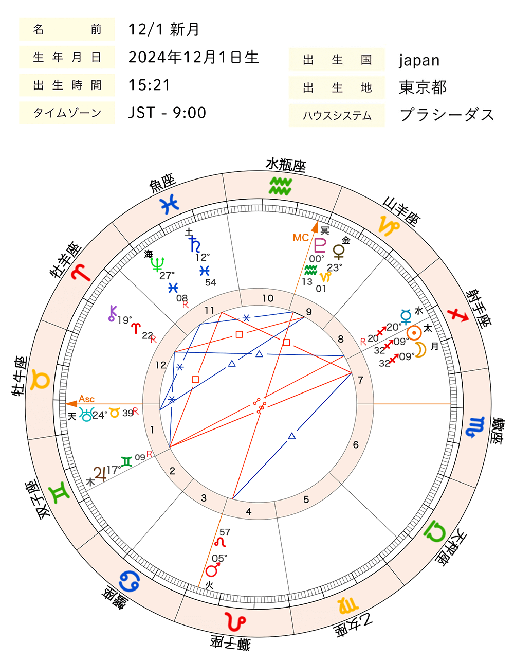 2024年12月_新月_ホロスコープ全体図