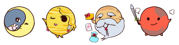 月、金星、木星、火星