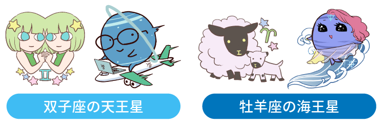 双子座の天王星と牡羊座の海王星