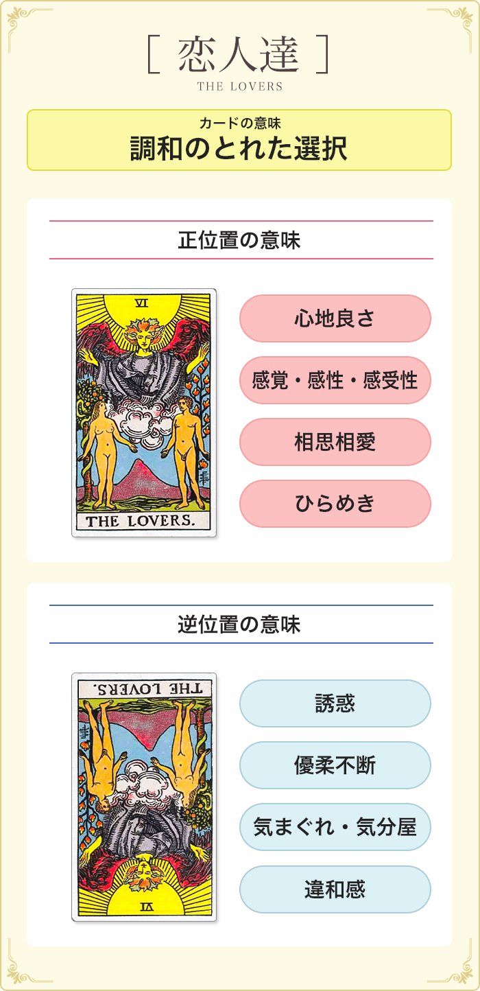 タロットカード 6 恋人達 意味 解釈を正位置 逆位置別解説 恋愛 仕事 悩み別 タロットパレット